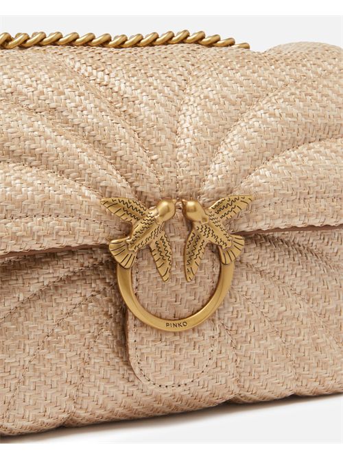 Borsa a tracolla rafia trapuntata Love Bag Puff con farfalla PINKO | 100038A2C8/C50Q